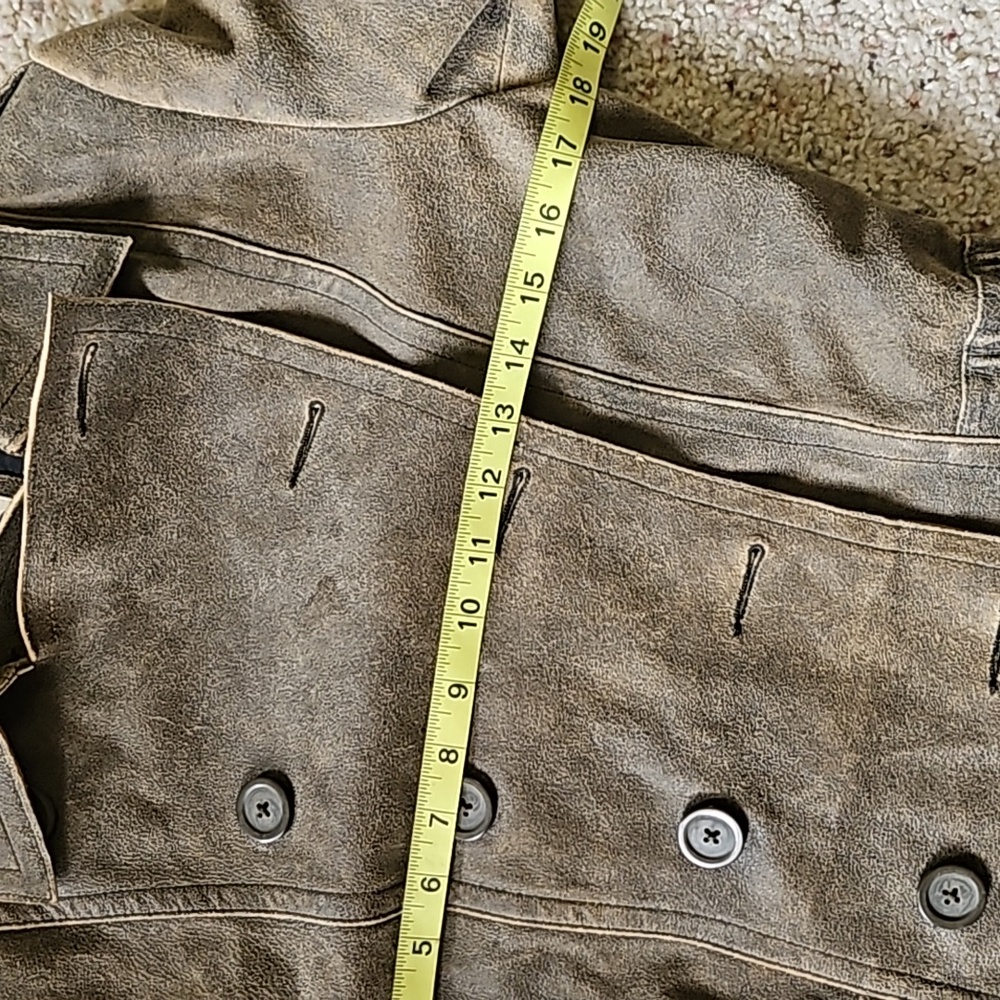 Express Distressed Leather Double Button Collar T… - image 8